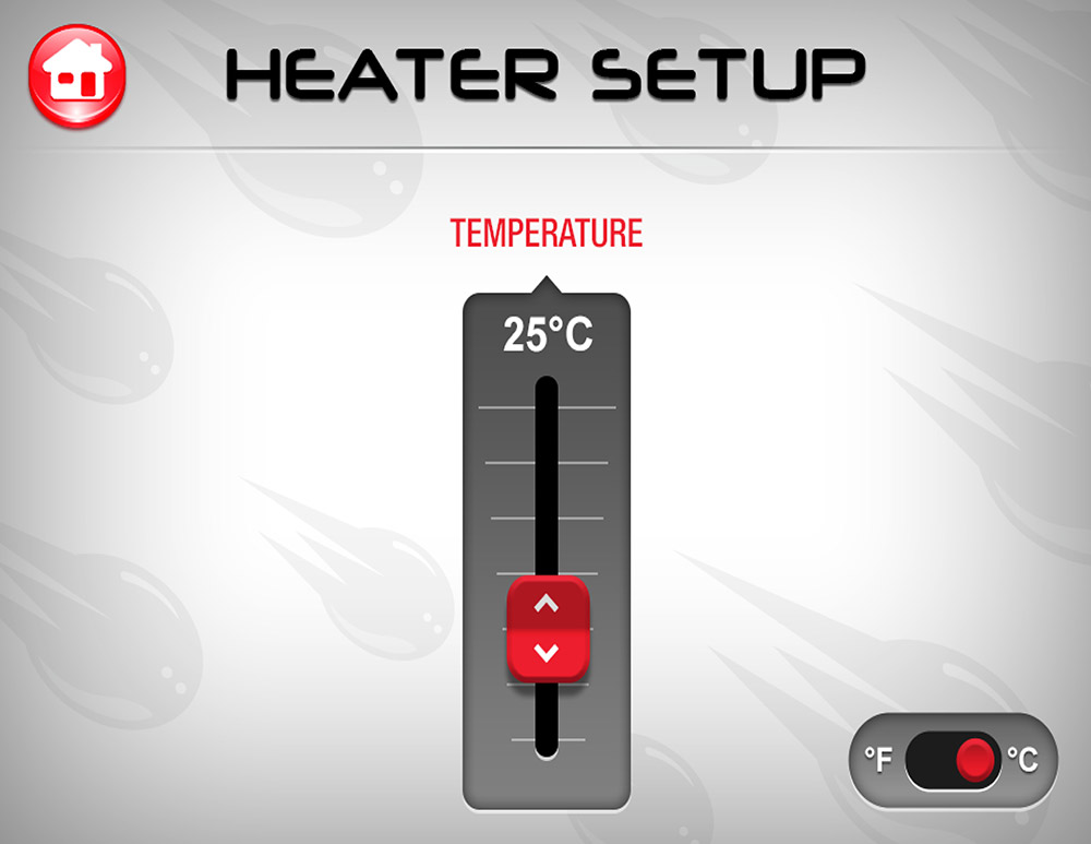 Heater Setup Screen
